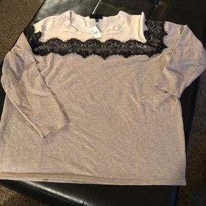 Lace Trimmed Sweater - Plus Size NWT